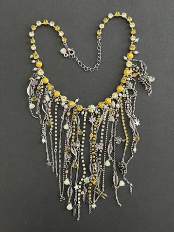 PILGRIM DANISH DESIGN watervalketting zilverkleur geelgroen  beschikbaar voor biedingen