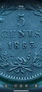 5 cent stuiver 1853 zeldzaam jaar zfr/ prachtig 1e variant, Koning Willem III, Zilver, Ophalen of Verzenden, Losse munt
