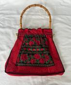 Vintage tas met bamboe handvat, Sieraden, Tassen en Uiterlijk, Tassen | Damestassen, Ophalen of Verzenden, Zo goed als nieuw, Groen