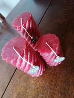 Set van 3 rode, gedraaide H&S Collection kaarsen, Ophalen of Verzenden, Zo goed als nieuw, Kaars, Minder dan 25 cm