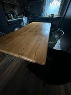 Eettafel met stalen poot., Huis en Inrichting, 200 cm of meer, Grenenhout, Gebruikt, Rechthoekig