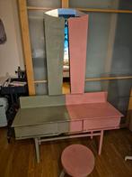 Antieke gepimpte kaptafel met inklapbare spiegel, Huis en Inrichting, Ophalen, 50 tot 100 cm, Zo goed als nieuw, Minder dan 100 cm
