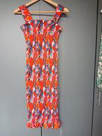 Rondom gesmockte jurk mt S, nauwsluitend rood/blauw, Ophalen of Verzenden, Maat 36 (S), Onbekend, Zo goed als nieuw