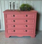 Brocate ladekast - kast - roze/rood - 4 lades, Ophalen, 50 tot 100 cm, Zo goed als nieuw, Minder dan 100 cm