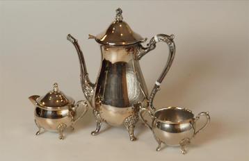 Verzilverd Theeservies Leonard - 3-delig beschikbaar voor biedingen