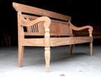 Antieke stationsbank teak houten lounge tuin bank RB42, Ophalen of Verzenden