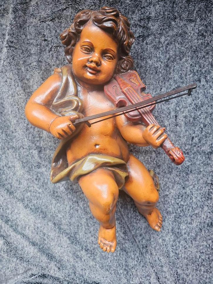Antieke Muziek Engel met Viool, Antiek en Kunst, Kunst | Beelden en Houtsnijwerken, Ophalen