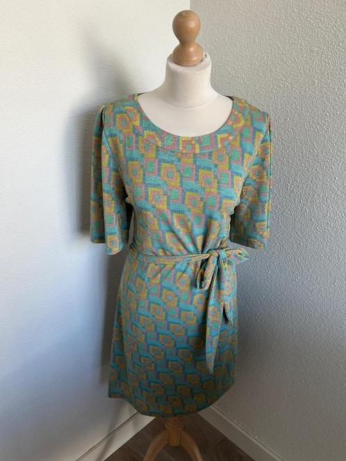 King Louie maat XL retro glitter pastel jurk 2267, Kleding | Dames, Jurken, Zo goed als nieuw, Maat 46/48 (XL) of groter, Groen