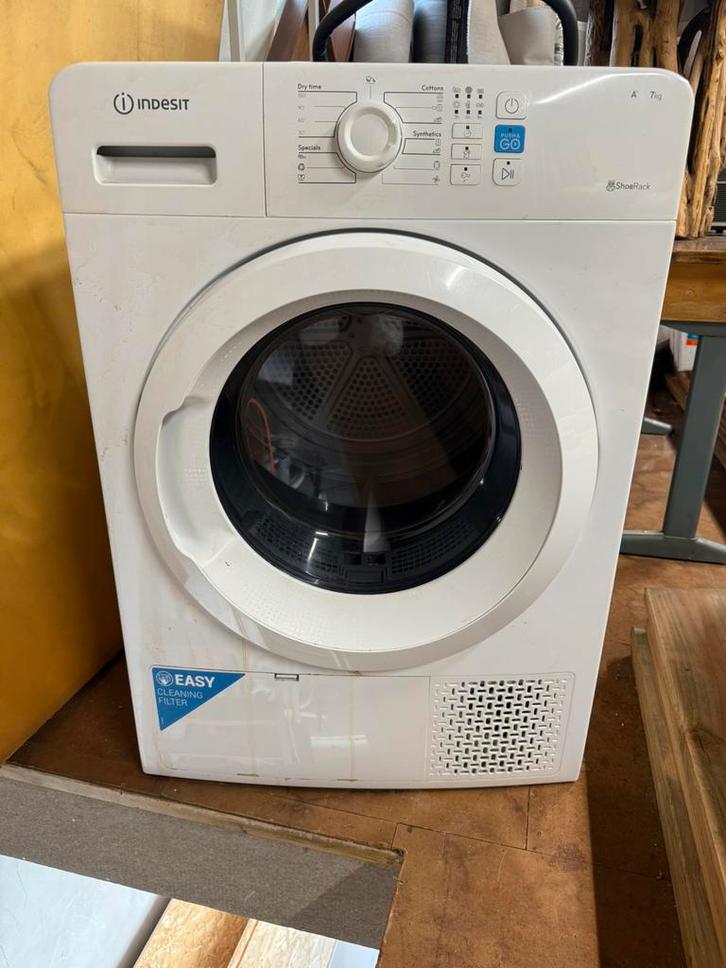Indesit Warmtepompdroger 7kg – A+ – Werkt Prima – Push&Go, Witgoed en Apparatuur, Wasdrogers, Zo goed als nieuw, Overige typen