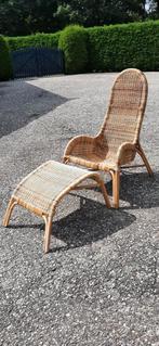 Vintage Ikea ligbed riet rotan 4 stuks en 2 voetenbedjes, Ophalen, Gebruikt, Rotan