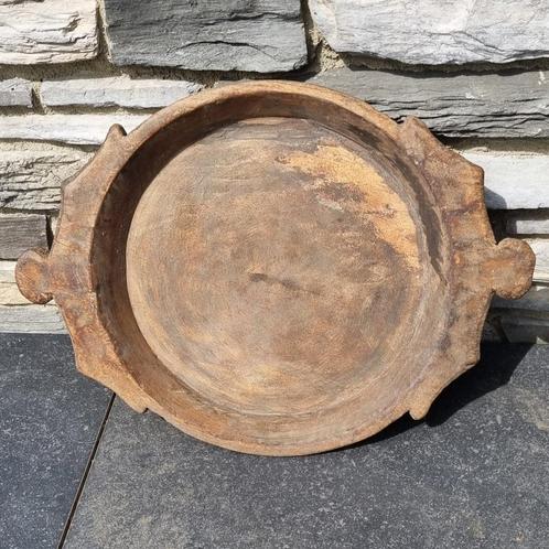 Landelijke houten schaal, Huis en Inrichting, Woonaccessoires | Schalen en Manden, Gebruikt, Schaal, Rond, Hout, Ophalen
