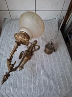 Vintage wand olielamp met glazen kap, Antiek en Kunst, Antiek | Lampen, Ophalen