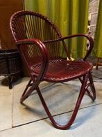 102) Leuk rotan stoeltje!, Gebruikt, Vintage, Ophalen, Rood