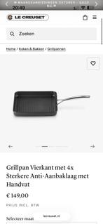 Le Creuset Grillpan, Huis en Inrichting, Keuken | Potten en Pannen, Ophalen of Verzenden, Zo goed als nieuw, Koekenpan of Braadpan