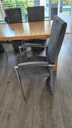 eettafel met 6 eetkamerstoelen gratis, Gebruikt, Ophalen of Verzenden, Stof, Vijf, Zes of meer stoelen