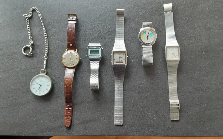 7 horloges divers, Sieraden, Tassen en Uiterlijk, Horloges | Heren, Gebruikt, Polshorloge, Overige merken, Overige materialen