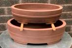 Bonsai schalen set van twee handgemaakt gemerkt aardewerk, Nieuw, Ophalen of Verzenden, Minder dan 25 cm, Overige vormen