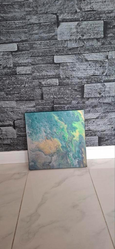 Abstract schilderij - decoratie 29 x 30 cm, Antiek en Kunst, Kunst | Schilderijen | Abstract, Ophalen of Verzenden