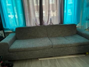 3 zitsbank, kleur stof grijs/zwart