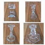 4 mooie kaarsenstandaardjes van glas, 1x Villeroy & Boch, Huis en Inrichting, Woonaccessoires | Kandelaars en Kaarsen, Minder dan 25 cm