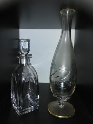 Kristal karaf en glazen bloemen vaasjes glas beschikbaar voor biedingen