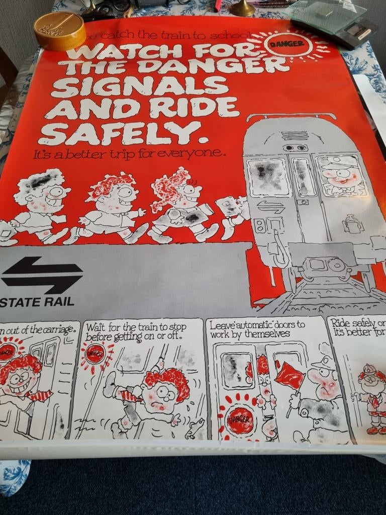 Vintage State Rail Veiligheidsposter, Ophalen of Verzenden