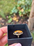 14 karaat vintage ring met tijgeroog 15,5, Sieraden, Tassen en Uiterlijk, Ringen, Ophalen of Verzenden, Dame, Goud, Kleiner dan 17