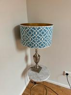 Prachtige blauw barok lampenkap met gouden binnenkant, Ophalen of Verzenden, Blauw, Rond