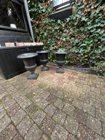Set vsn 3 gietijzeren bloemvazen/ potten, Tuin en Terras, Ophalen, Gebruikt, Minder dan 60 cm, Rond