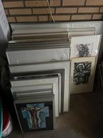 26 Aquarel lijsten met passe partout en glas, Huis en Inrichting, Woonaccessoires | Lijsten, Ophalen, Zo goed als nieuw, Hout