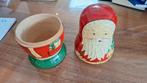 Kerstman, deelbaar handgemaakt uit hout 15cm hoog, Ophalen of Verzenden, Gebruikt