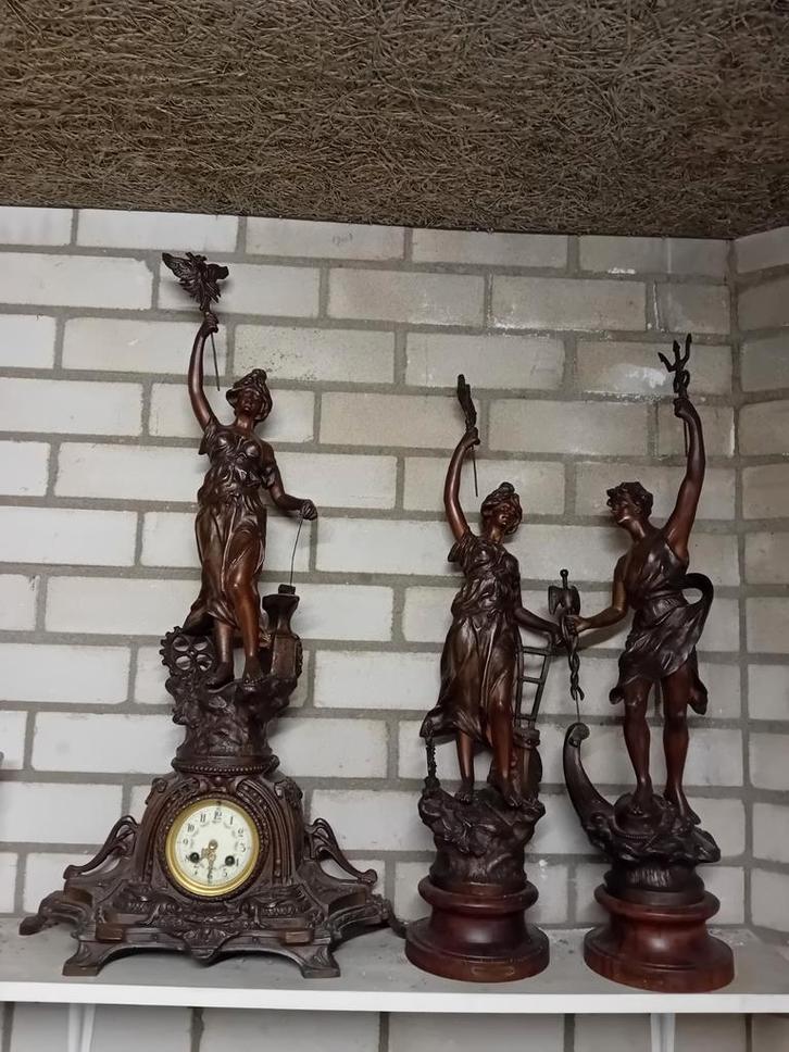 Antieke Art Nouveau Pendule Klok klokkenstel, Antiek en Kunst, Antiek | Klokken, Ophalen