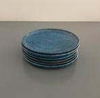 Set van 6 ontbijt-gebaksbordjes handgemaakt blauw aardewerk, Ophalen of Verzenden, Zo goed als nieuw, Bord(en), Overige stijlen