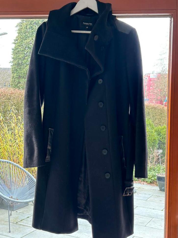 Patrizia Pepe zwarte dames wollen met ceintuur M40, Kleding | Dames, Jassen | Winter, Zo goed als nieuw, Maat 38/40 (M), Zwart