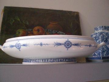 Victoriaanse schaal porselein Minton blauw wit