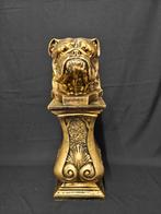 Engelse bulldog kop met zuil. Brons,  Antiek goud, Ophalen of Verzenden, Nieuw, Dier