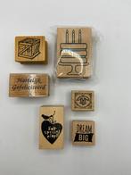 6 houten stempeltjes, Ophalen of Verzenden, Gebruikt, Houten stempel