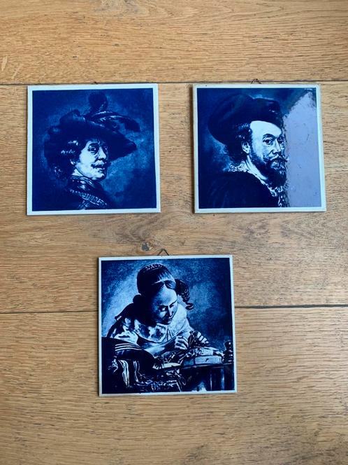 Delfts blauwe tegels van Rubens Rembrandt De Kantwerkster, Antiek en Kunst, Curiosa en Brocante, Ophalen of Verzenden