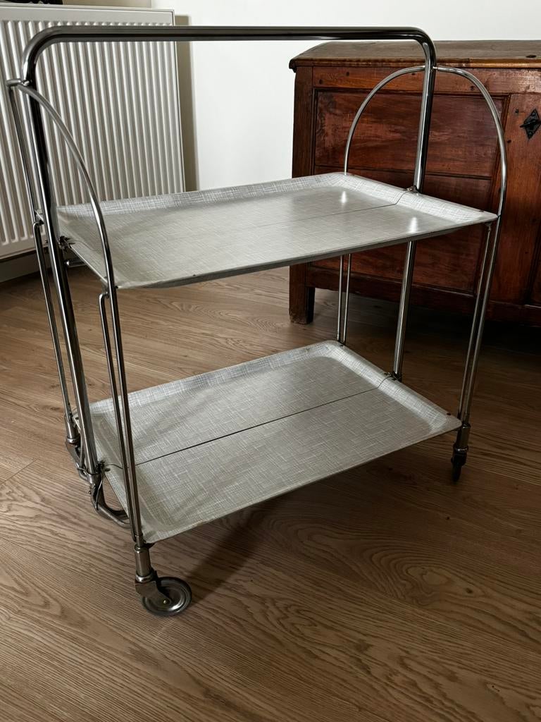 Mooie vintage Serveerwagen / trolley inklapbaar Gerlinol, Ophalen