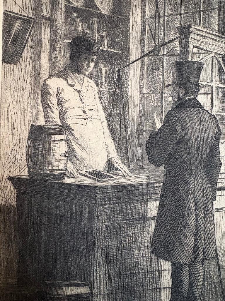 Mooie gravure 'De Haringkooper' (Willem Steelink Sr.), Antiek en Kunst, Ophalen of Verzenden
