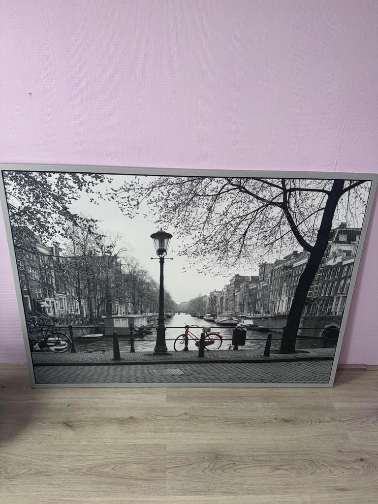 Grachten schilderij Amsterdam, Ophalen, Zo goed als nieuw, Schilderij, 75 cm of meer