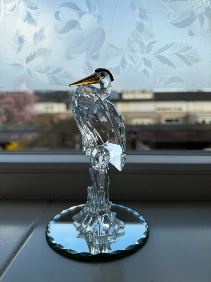 Zilver reiger, Verzamelen, Swarovski, Zo goed als nieuw, Figuurtje, Ophalen of Verzenden