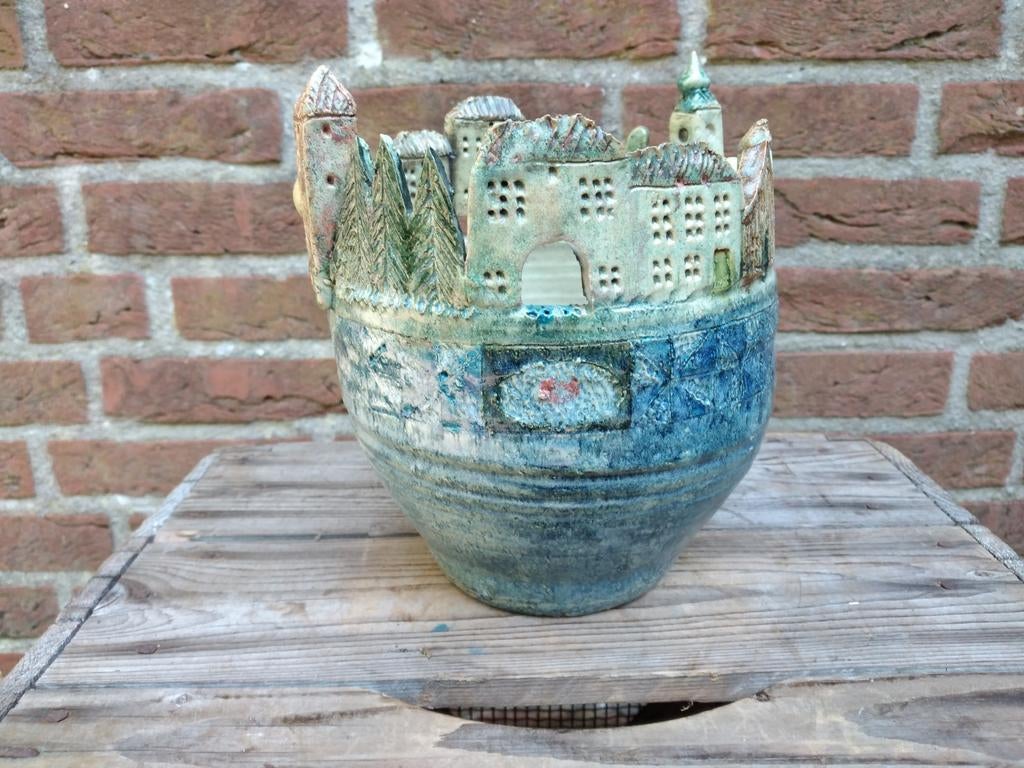 Rien wensma Studio keramiek Studio pottery bloempot, Antiek en Kunst, Antiek | Keramiek en Aardewerk, Ophalen of Verzenden