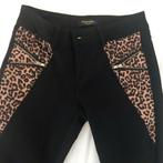 Dames broek zwart met panterprint xs, Zwart, Ophalen of Verzenden, Zo goed als nieuw, Maat 34 (XS) of kleiner