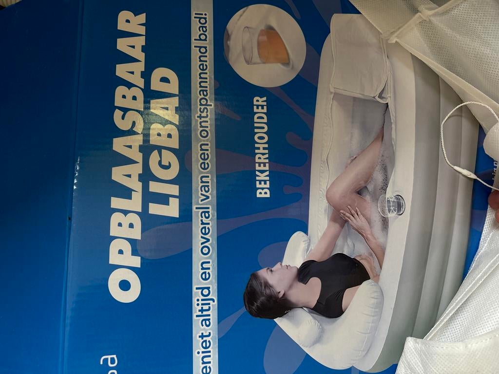 Opblaasbaar ligbad met bekerhouder, Ophalen, Nieuw, Wit, Overige typen