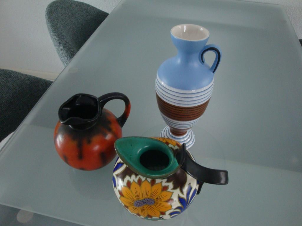 Vintage plateel vaasjes, Antiek en Kunst, Antiek | Vazen, Ophalen of Verzenden