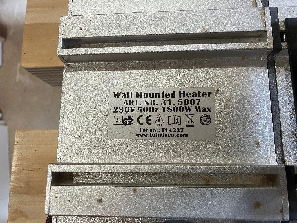 Heater Hang/Wand model, Huis en Inrichting, Kachels, Gebruikt, Hangend, Gevelkachel, Elektrisch, Ophalen