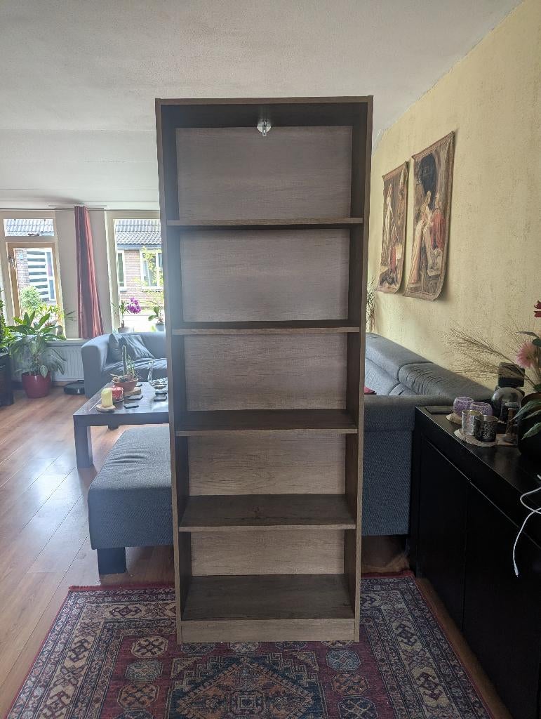 Boekenkast HORSENS 5 schappen warm eiken, Huis en Inrichting, Kasten | Boekenkasten, Zo goed als nieuw, 50 tot 100 cm, 150 tot 200 cm