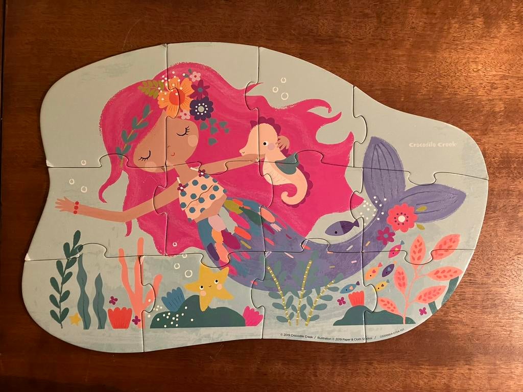 Crocodile Creek vloer puzzel zeemeermin dromen 12 stukken, Ophalen of Verzenden, 10 tot 50 stukjes, Gebruikt