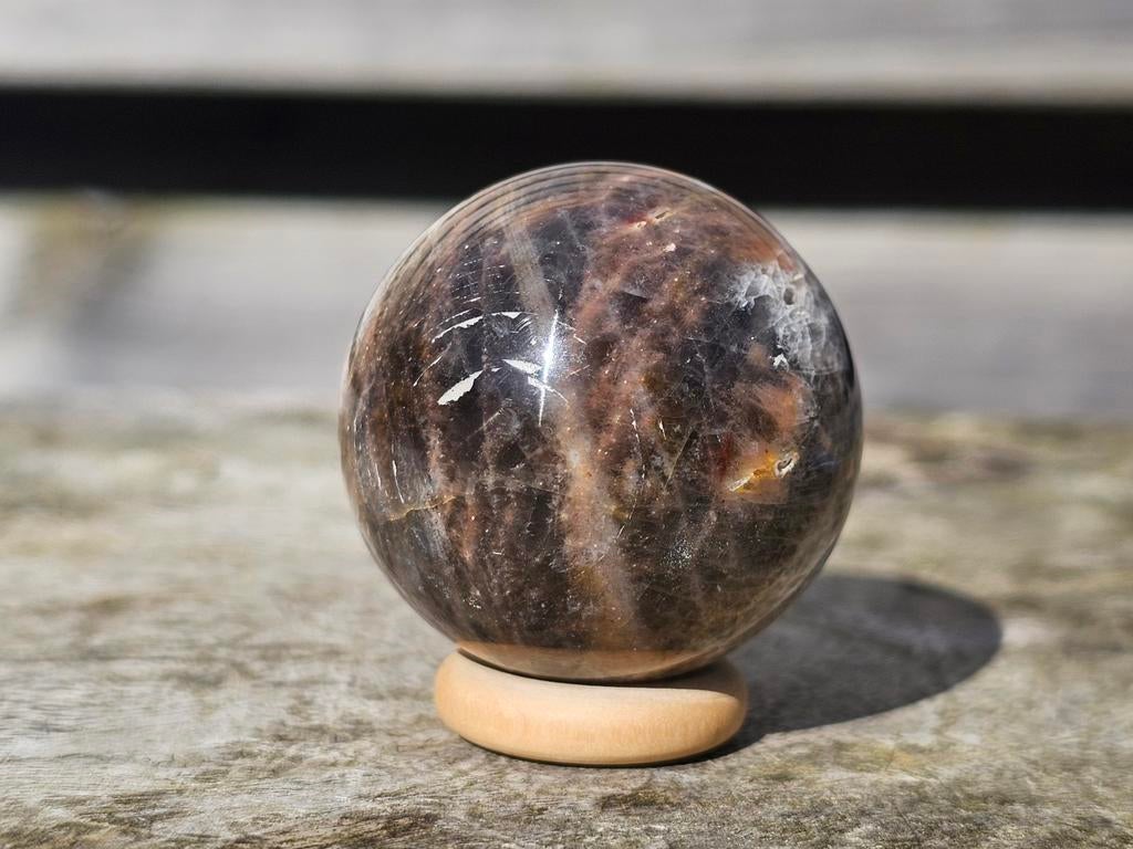 Mooie zwarte maansteen bol, Ophalen of Verzenden, Nieuw